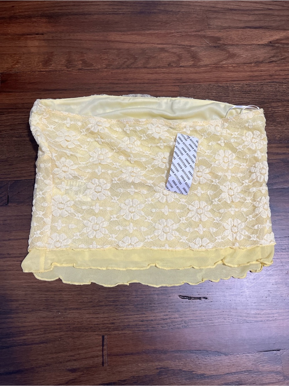 NEW Urban Floral Lace Tube Top Yellow L - Picture 6 of 9
